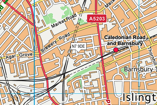 N7 9DE map - OS VectorMap District (Ordnance Survey)