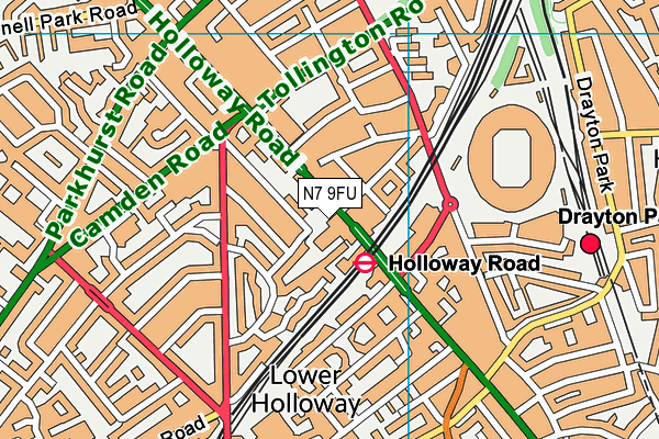 N7 9FU map - OS VectorMap District (Ordnance Survey)