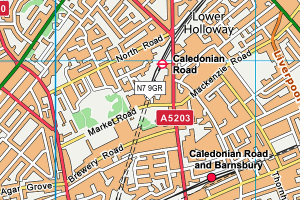 N7 9GR map - OS VectorMap District (Ordnance Survey)