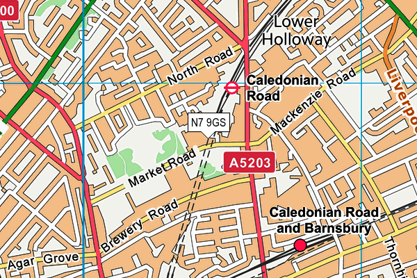 N7 9GS map - OS VectorMap District (Ordnance Survey)