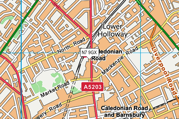 N7 9GX map - OS VectorMap District (Ordnance Survey)