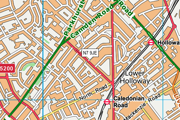 N7 9JE map - OS VectorMap District (Ordnance Survey)