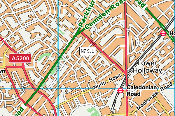 N7 9JL map - OS VectorMap District (Ordnance Survey)