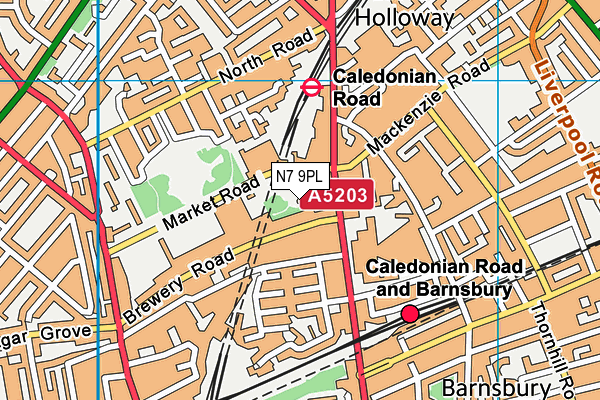 Market Road Atp map (N7 9PL) - OS VectorMap District (Ordnance Survey)