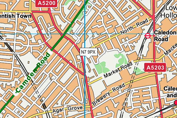 N7 9PX map - OS VectorMap District (Ordnance Survey)