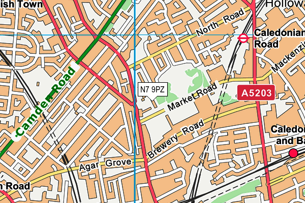 N7 9PZ map - OS VectorMap District (Ordnance Survey)