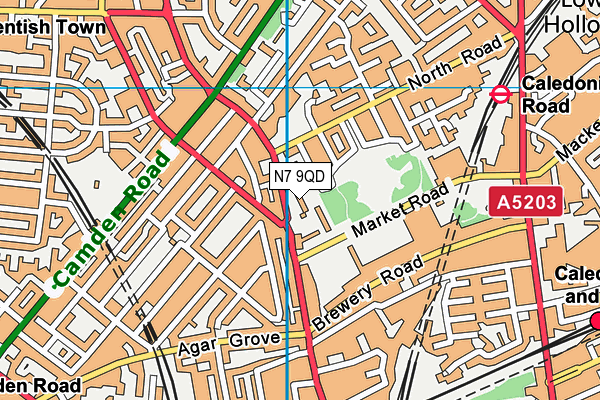 N7 9QD map - OS VectorMap District (Ordnance Survey)
