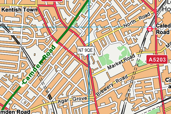 N7 9QE map - OS VectorMap District (Ordnance Survey)