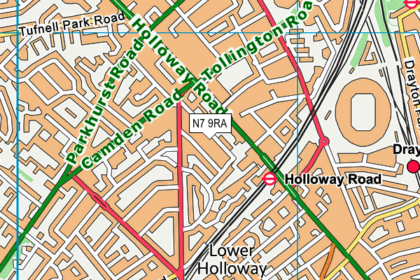 N7 9RA map - OS VectorMap District (Ordnance Survey)