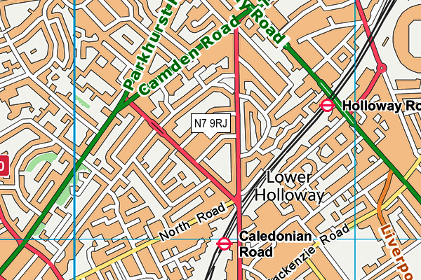 N7 9RJ map - OS VectorMap District (Ordnance Survey)