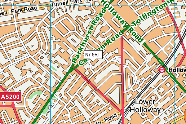 N7 9RT map - OS VectorMap District (Ordnance Survey)