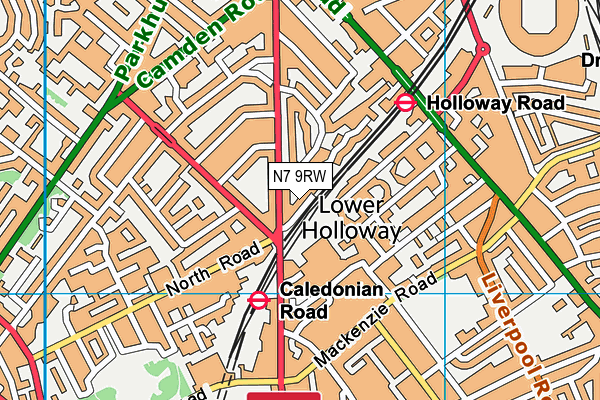 N7 9RW map - OS VectorMap District (Ordnance Survey)