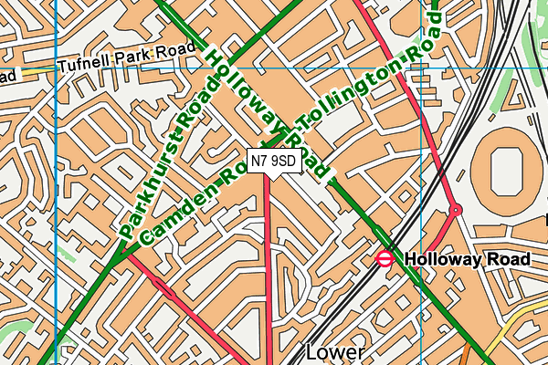 N7 9SD map - OS VectorMap District (Ordnance Survey)