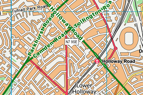 N7 9SE map - OS VectorMap District (Ordnance Survey)