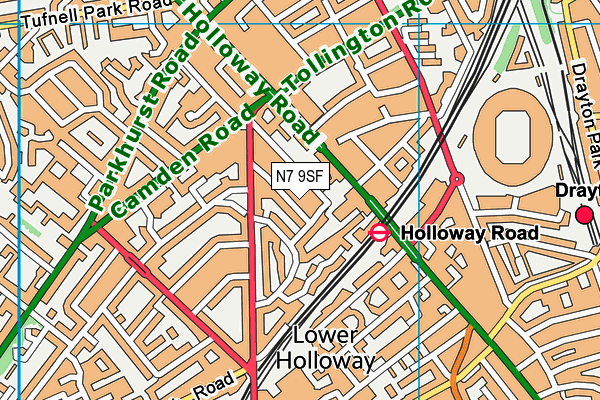 N7 9SF map - OS VectorMap District (Ordnance Survey)