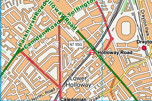 N7 9SG map - OS VectorMap District (Ordnance Survey)