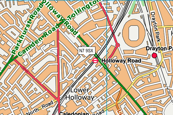 N7 9SX map - OS VectorMap District (Ordnance Survey)