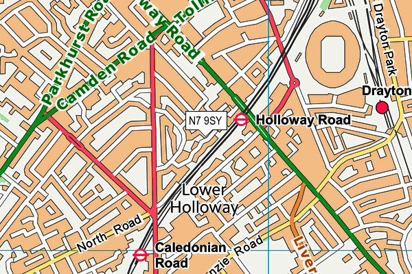 N7 9SY map - OS VectorMap District (Ordnance Survey)