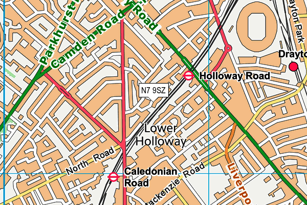 N7 9SZ map - OS VectorMap District (Ordnance Survey)