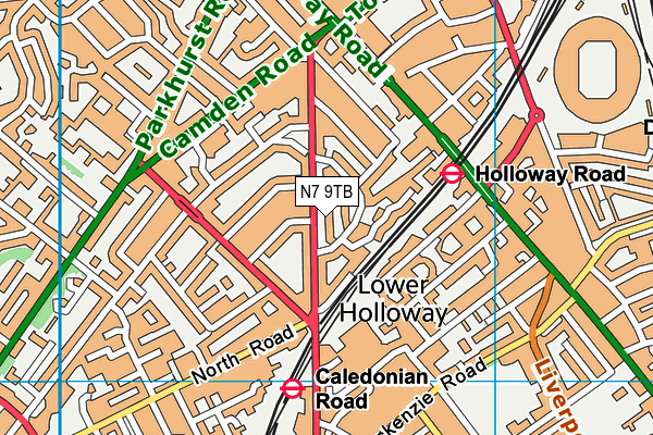 N7 9TB map - OS VectorMap District (Ordnance Survey)