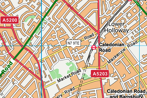 N7 9TE map - OS VectorMap District (Ordnance Survey)