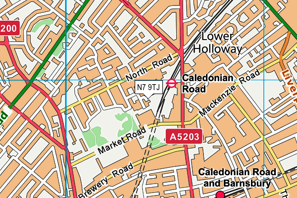 N7 9TJ map - OS VectorMap District (Ordnance Survey)