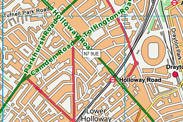 N7 9UE map - OS VectorMap District (Ordnance Survey)