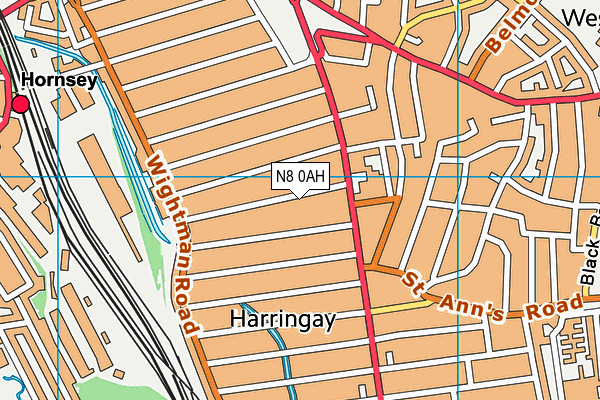 N8 0AH map - OS VectorMap District (Ordnance Survey)