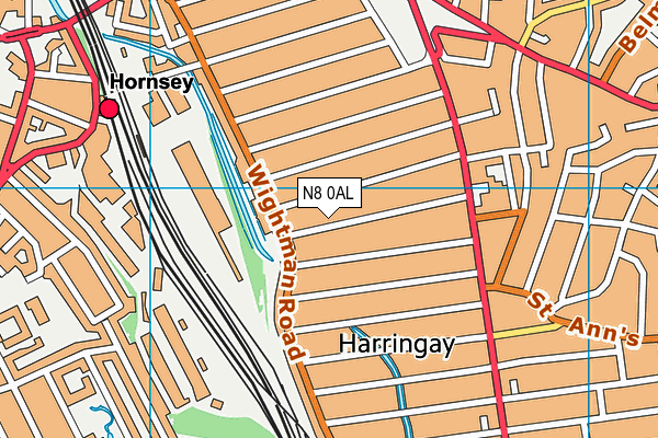 N8 0AL map - OS VectorMap District (Ordnance Survey)
