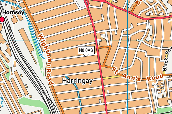 N8 0AS map - OS VectorMap District (Ordnance Survey)