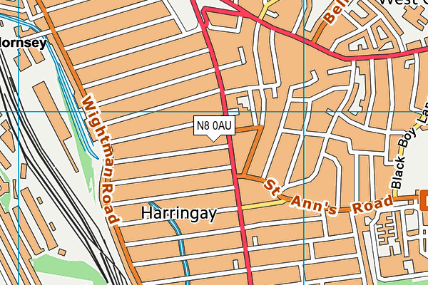 N8 0AU map - OS VectorMap District (Ordnance Survey)