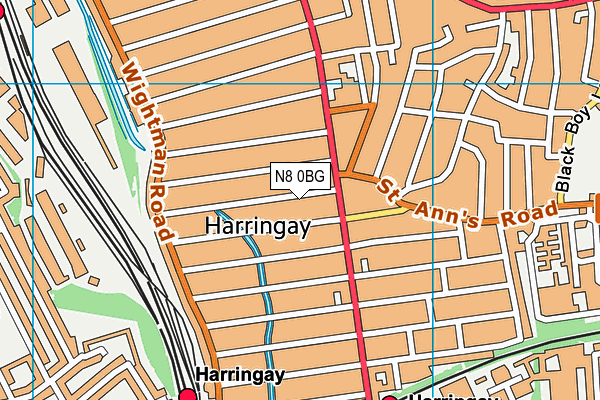 N8 0BG map - OS VectorMap District (Ordnance Survey)
