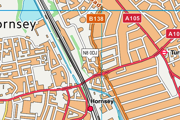 N8 0DJ map - OS VectorMap District (Ordnance Survey)