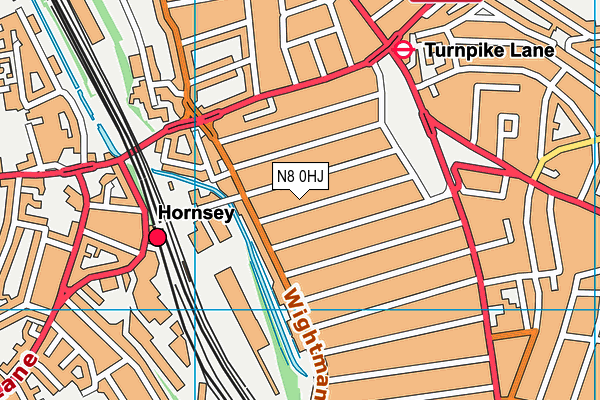N8 0HJ map - OS VectorMap District (Ordnance Survey)