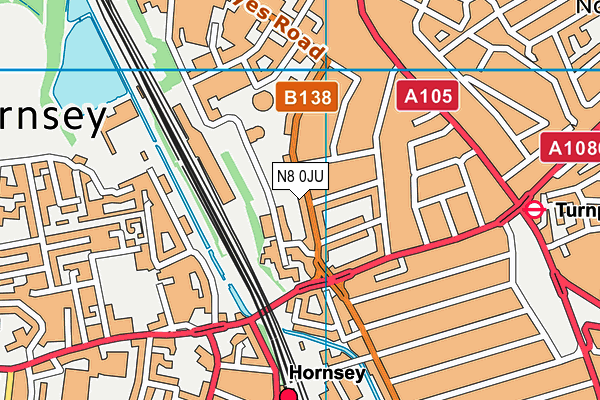 N8 0JU map - OS VectorMap District (Ordnance Survey)