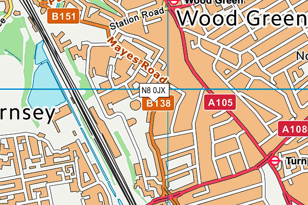 N8 0JX map - OS VectorMap District (Ordnance Survey)