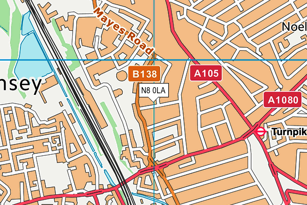 N8 0LA map - OS VectorMap District (Ordnance Survey)