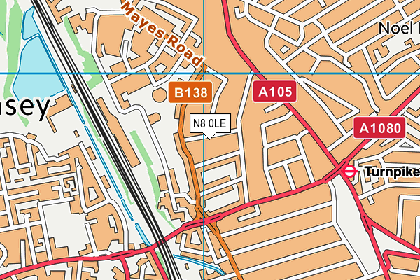 N8 0LE map - OS VectorMap District (Ordnance Survey)