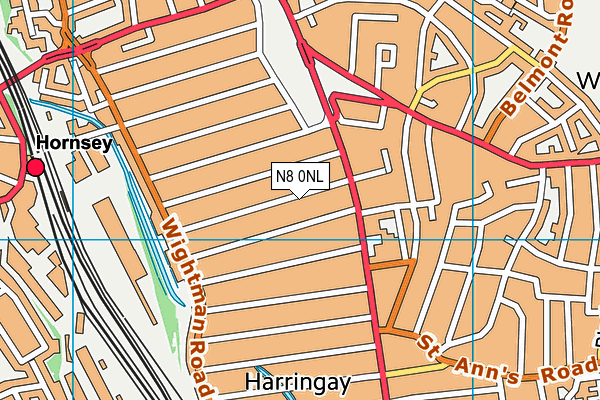 N8 0NL map - OS VectorMap District (Ordnance Survey)