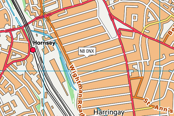 N8 0NX map - OS VectorMap District (Ordnance Survey)