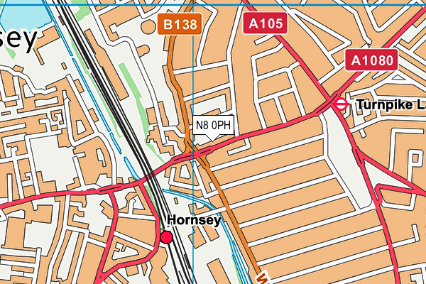 N8 0PH map - OS VectorMap District (Ordnance Survey)