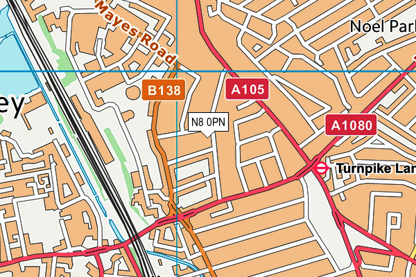 N8 0PN map - OS VectorMap District (Ordnance Survey)