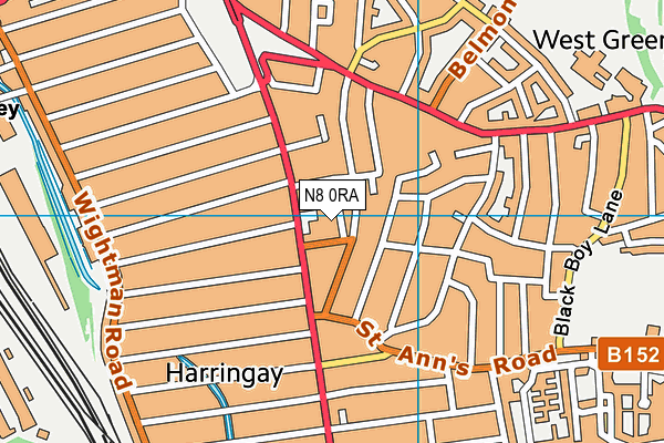 N8 0RA map - OS VectorMap District (Ordnance Survey)