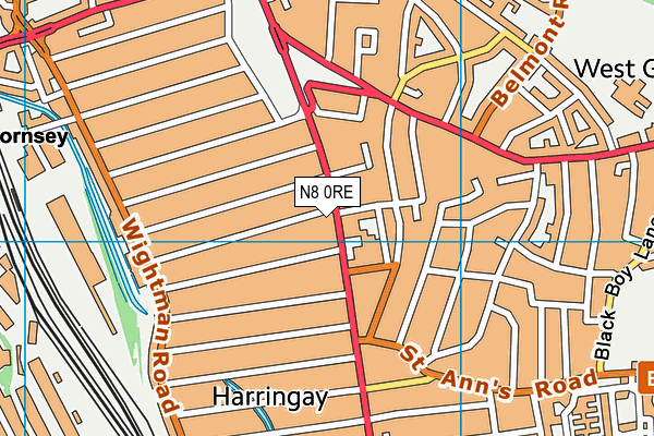 N8 0RE map - OS VectorMap District (Ordnance Survey)