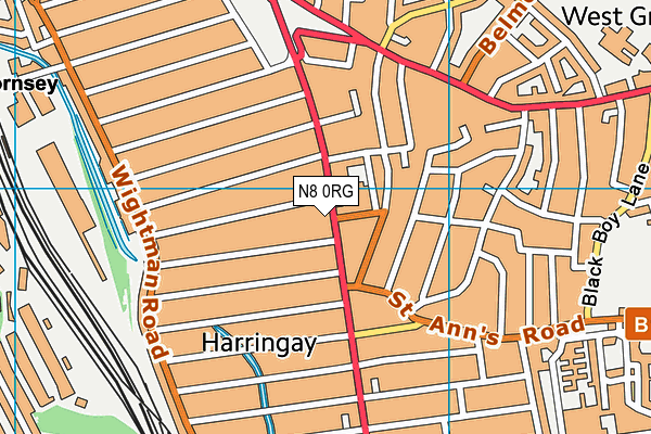 N8 0RG map - OS VectorMap District (Ordnance Survey)