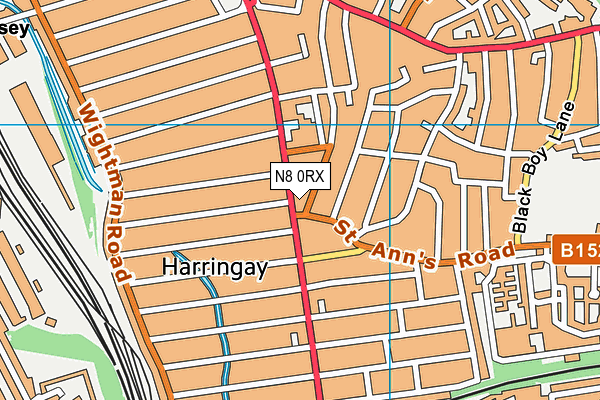 Legends Gym (Haringey) map (N8 0RX) - OS VectorMap District (Ordnance Survey)