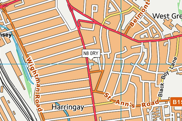 N8 0RY map - OS VectorMap District (Ordnance Survey)