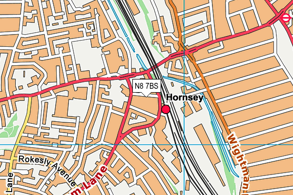 N8 7BS map - OS VectorMap District (Ordnance Survey)