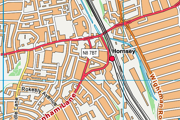 N8 7BT map - OS VectorMap District (Ordnance Survey)