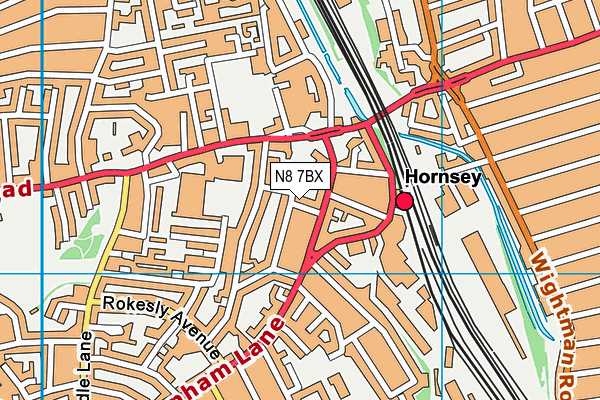 N8 7BX map - OS VectorMap District (Ordnance Survey)